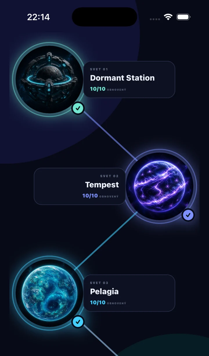 Pulse Network galaxy map showing restored planets